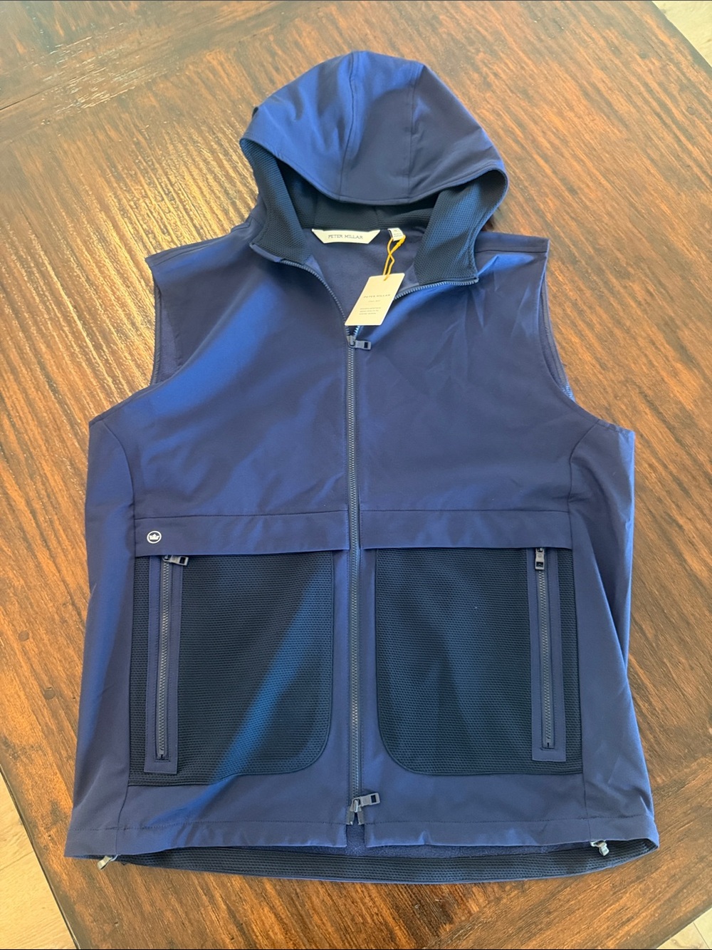 Peter Millar Navy Hooded Performance Vest